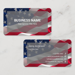 Blue Red White Simple Minimalist American Flag Business Card
