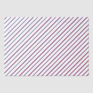 Blue Red White Slanted Stripes Retro Vintage Cool Tissue Paper