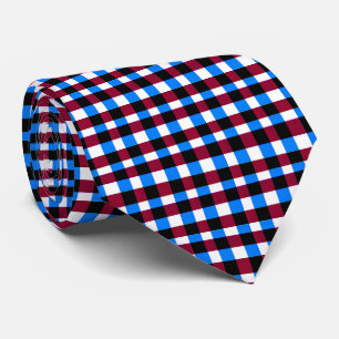 Blue Red White Squares Tie