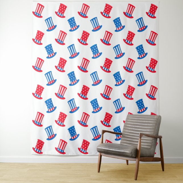Blue Red & White USA Patriotic Tapestry Backdrop (In Situ)