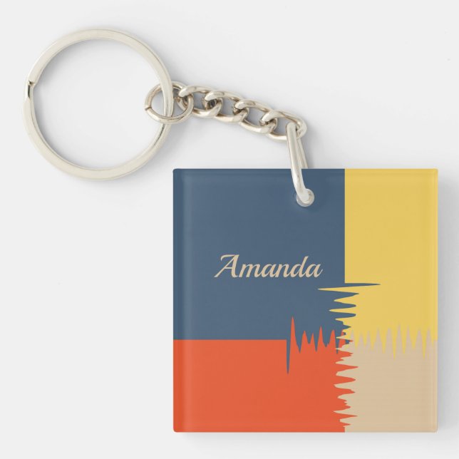 Blue Red Yellow Cream Keychain (Front)