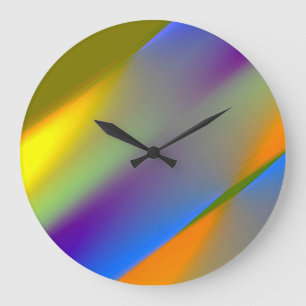 Blue red yellow green abstract pattern orangpurple large clock