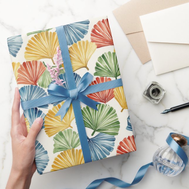 Blue Red Yellow Green Fans Italian Birthday Wrapping Paper (Gifting)