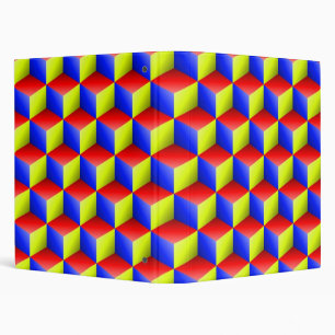 Blue Red Yellow Shaded 3D Look Cubes Binder