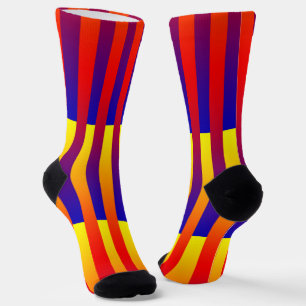Blue Red Yellow Striped Pattern Socks