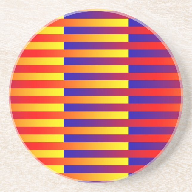 Blue Red Yellow Stripes Coaster (Front)