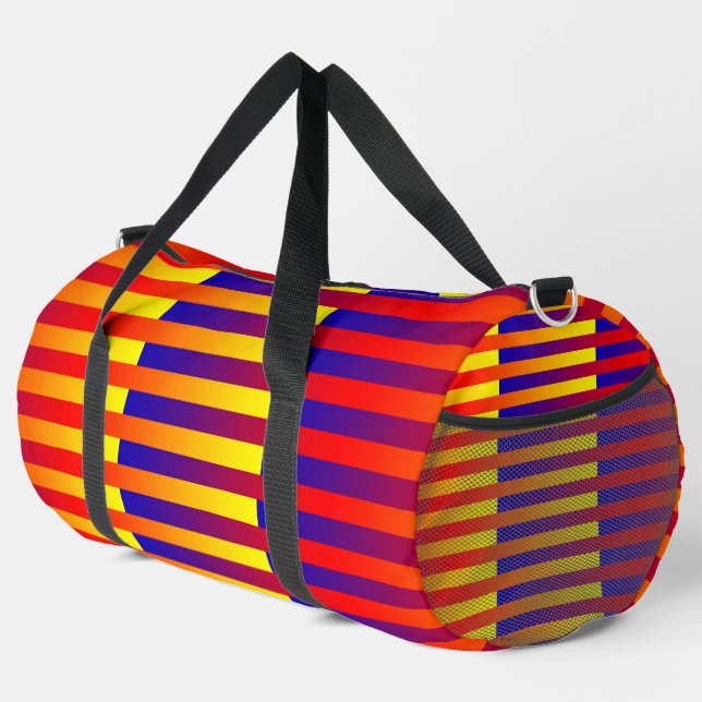 Blue Red Yellow Stripes Large Duffel Bag (Right Corner)