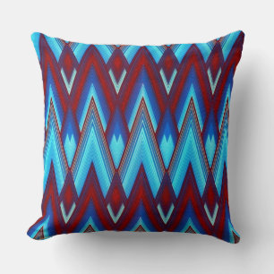 Blue Red Zig Zag Throw Pillow