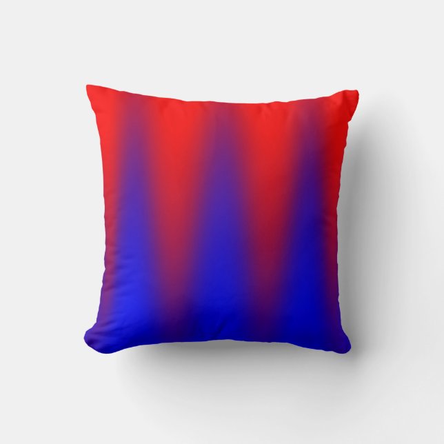 Blue Red Zigzag Ikat Print Throw Pillow (Front)