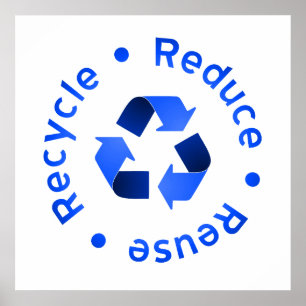 Blue Reduce Reuse Recycle Poster