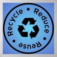 Blue Reduce, Reuse, Recycle Poster