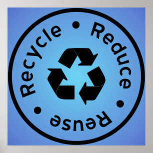Blue Reduce, Reuse, Recycle Poster