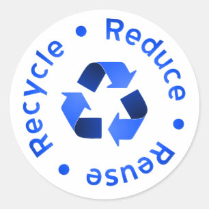 Blue Reduce Reuse Recycle Sticker