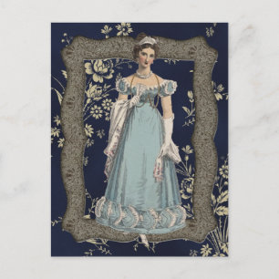 Blue Regency Lady Postcard