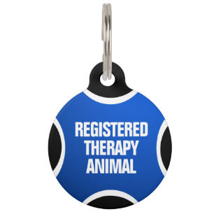 Blue Registered Therapy Animal Pet Tag