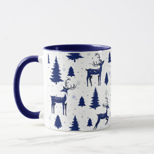 Blue Reindeer Christmas Mug