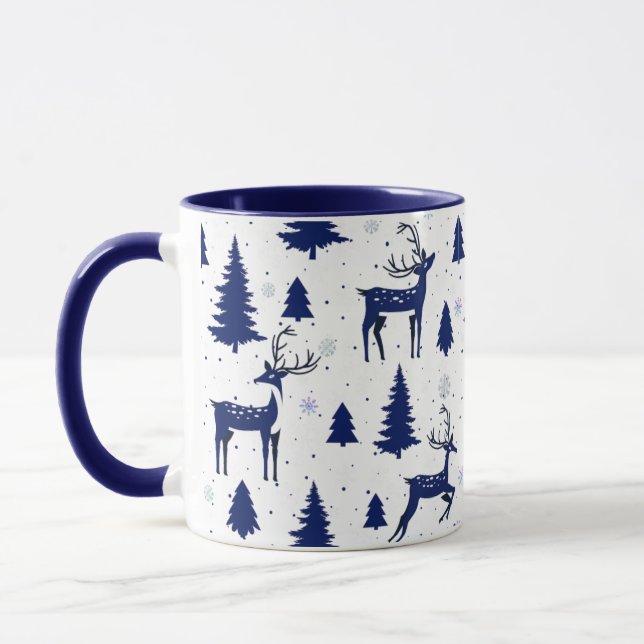 Blue Reindeer Christmas Mug (Gauche)