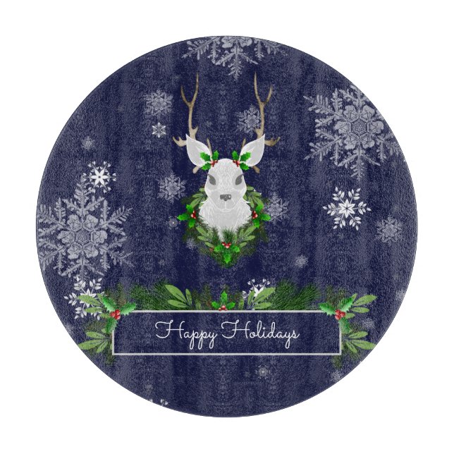 Blue Reindeer Cutting Board (Front)