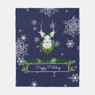 Blue Reindeer Fleece Blanket