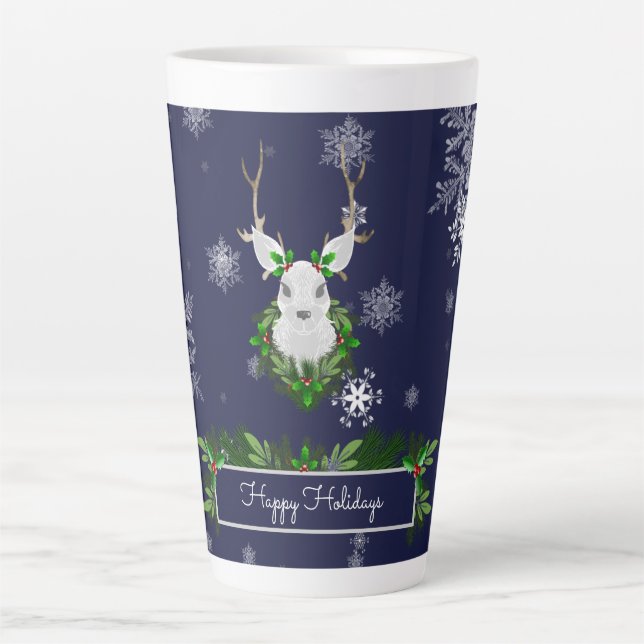 Blue Reindeer Latte Mug (Front)
