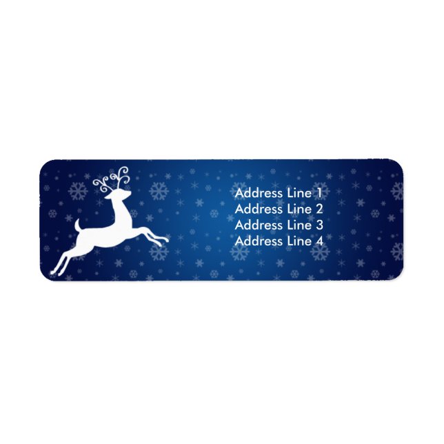 Blue Reindeer Return of Address Label (Front)