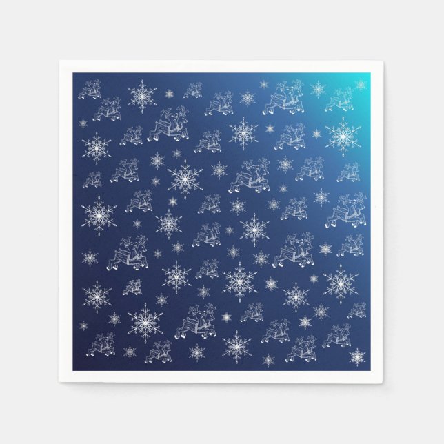 blue,reindeer, star, stars, snowflake, christmas napkin (Front)
