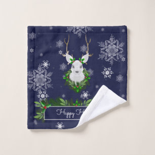 Blue Reindeer Towel Set
