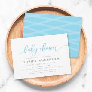 Blue Relax Script Baby Shower Invitation