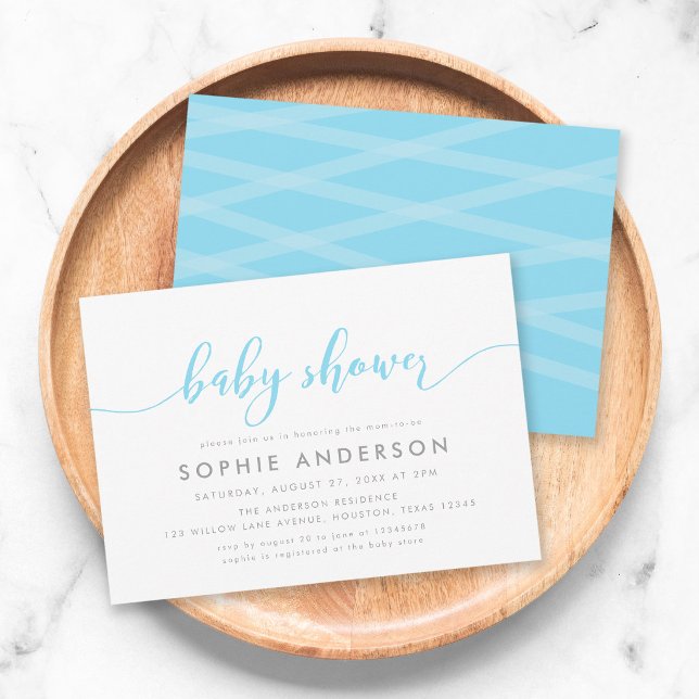 Blue Relax Script Baby Shower Invitation (Creator Uploaded)