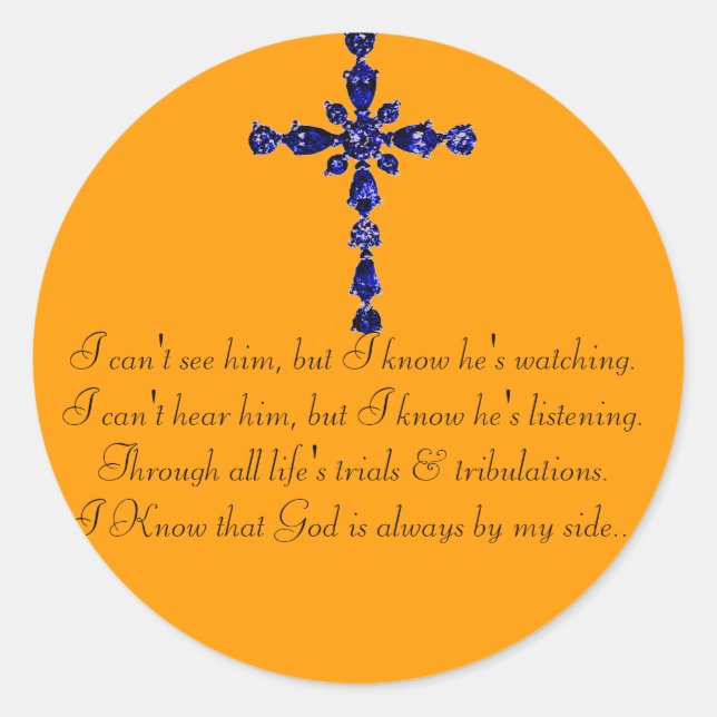 Blue Religious cross sticker (Front)