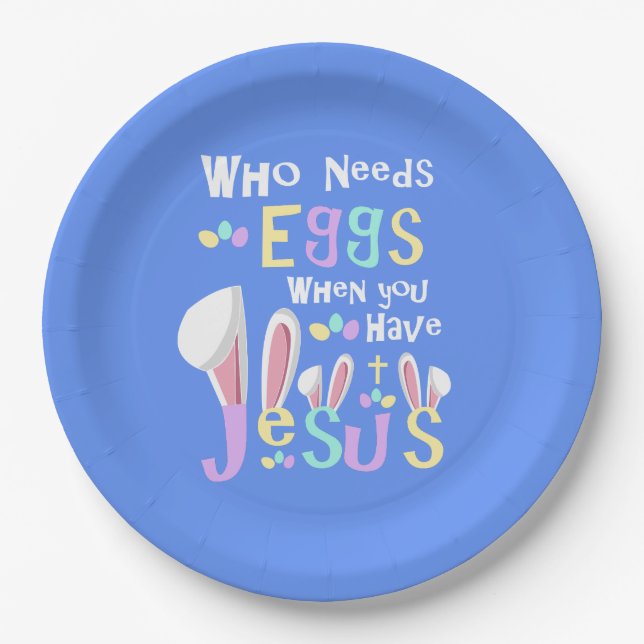 Blue Religious Easter Table Decorations Paper Plate (Front)