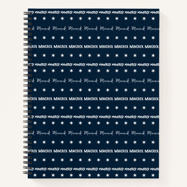 Blue Repeating Name Monogram  Notebook (Front)