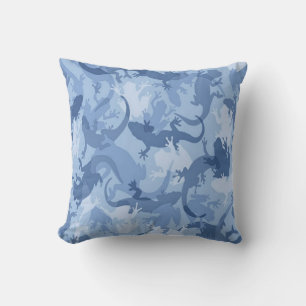 Blue Reptile Camouflage Reversible Pillow
