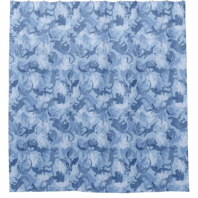 Blue Reptile Camouflage Shower Curtain (Front)