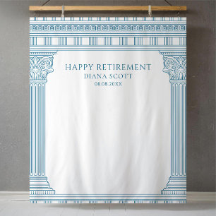 Blue Retirement Party Photo Backdrop Tapestry