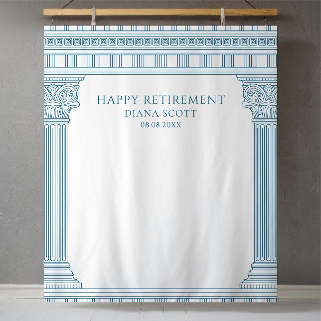 Blue Retirement Party Photo Backdrop Tapestry (Creator Uploaded)
