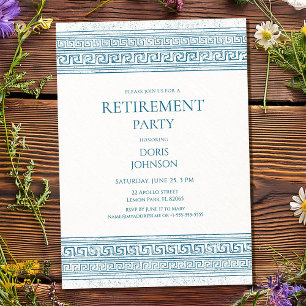 Blue retirement party with stone elements invitation