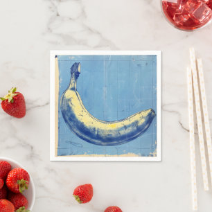Blue Retro Banana Napkin