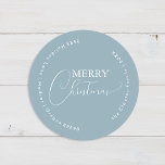 Blue Retro Boho Minimalist Christmas Envelope Seal<br><div class="desc">This Blue Retro Boho Minimalist Christmas Envelope Seal design features a soft and cool backdrop of muted dusty blue with an elegant pairing of simple typography and delicate script offering seasons greetings of "Merry Christmas". This lovely minimal style is a perfectly polished aesthetic for your loved ones to enjoy this...</div>