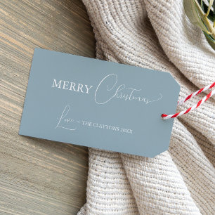 Blue Retro Boho Minimalist Christmas Gift Tags