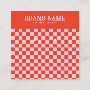 Blue Retro Bold Groovy Earrings Display Square Business Card