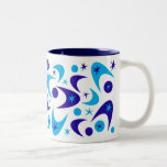 Blue Retro Boomerangs Two-Tone Coffee Mug<br><div class="desc">Retro boomerangs mug.</div>