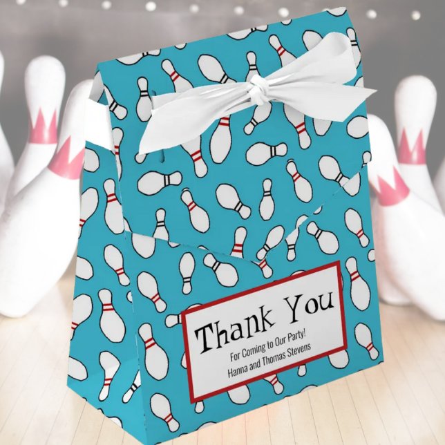 Blue Retro Bowling Theme Party  Favor Box (Creator Uploaded)