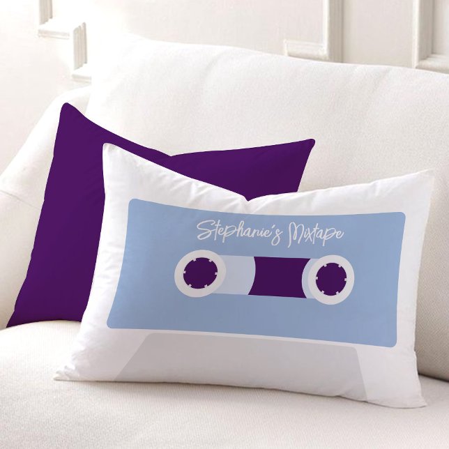 Blue Retro Cassette Tape Lumbar Pillow (Creator Uploaded)