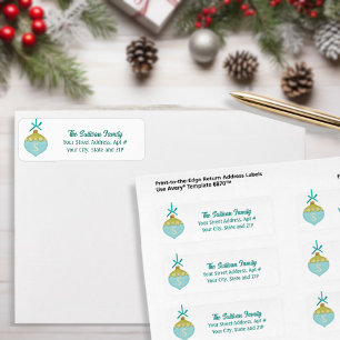 Blue Retro Christmas Ornament Monogram