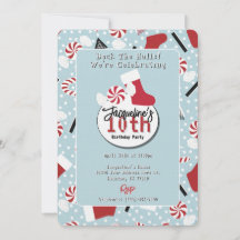 Blue Retro Christmas Peppermint Birthday