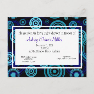 Blue Retro Cibles Baby shower Invitation