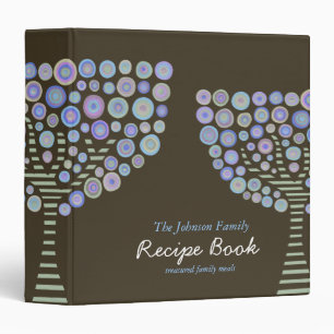 Blue Retro Circle Trees Recipe Binder Organizer