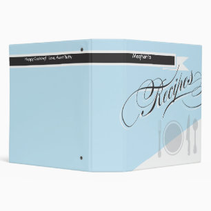 Blue Retro Cookbook  - 2 In. Recipe Binder