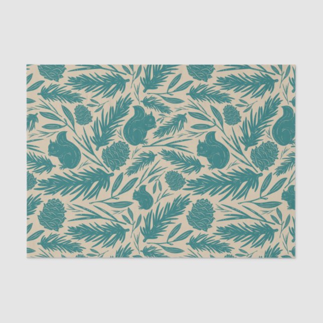 Blue Retro Cozy Christmas Charm Tissue Paper (Front)